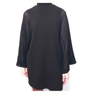 Black Zara Dress With Knitted Long Sleeves